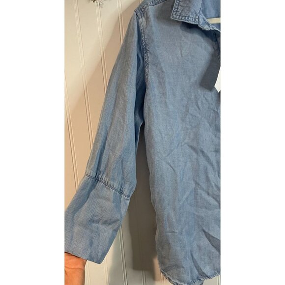 Workshop Republic Clothing Light Blue Tencel-Lyocell Button-Up Tunic Shirt - Picture 3 of 9